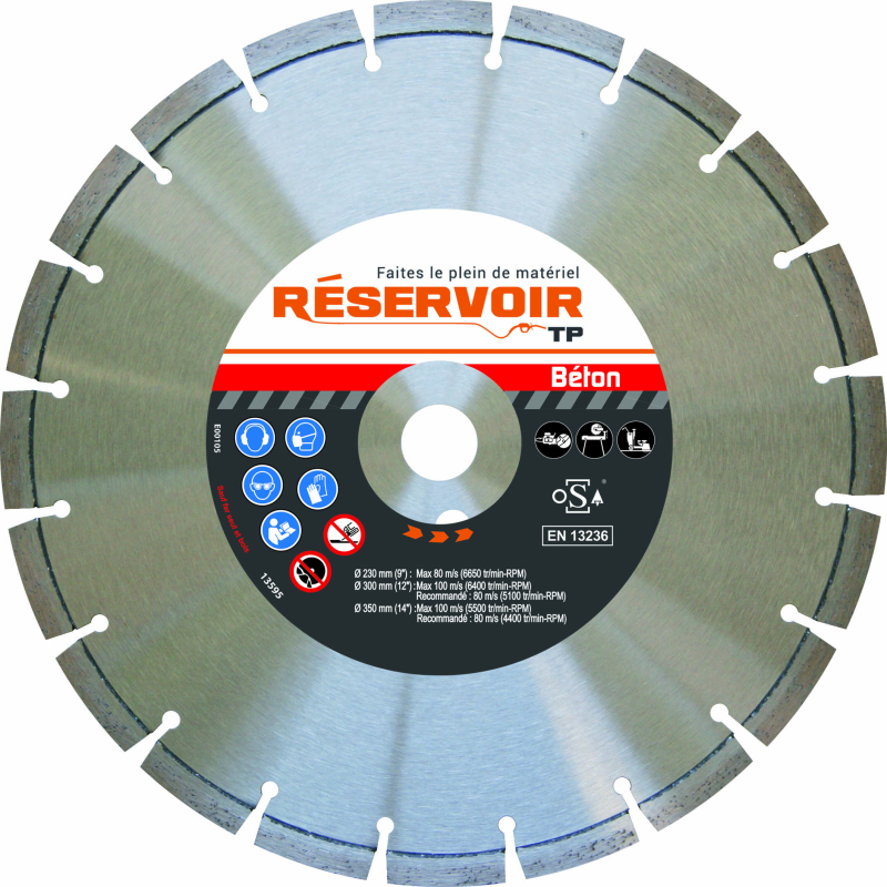 Disque Béton Pro Réservoir Tp, alésage 20mm, diamètre 300mm Disque Béton Pro Réservoir Tp, alésage 20mm, diamètre 300mm