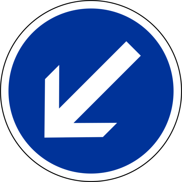 Panneau B21a2 Controuner à gauche
