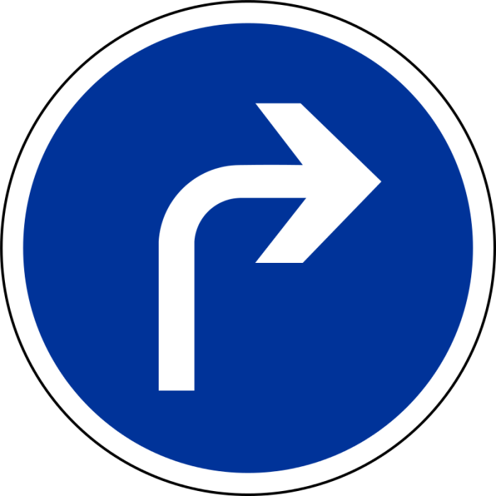 Panneau B21c1 Direction à droite