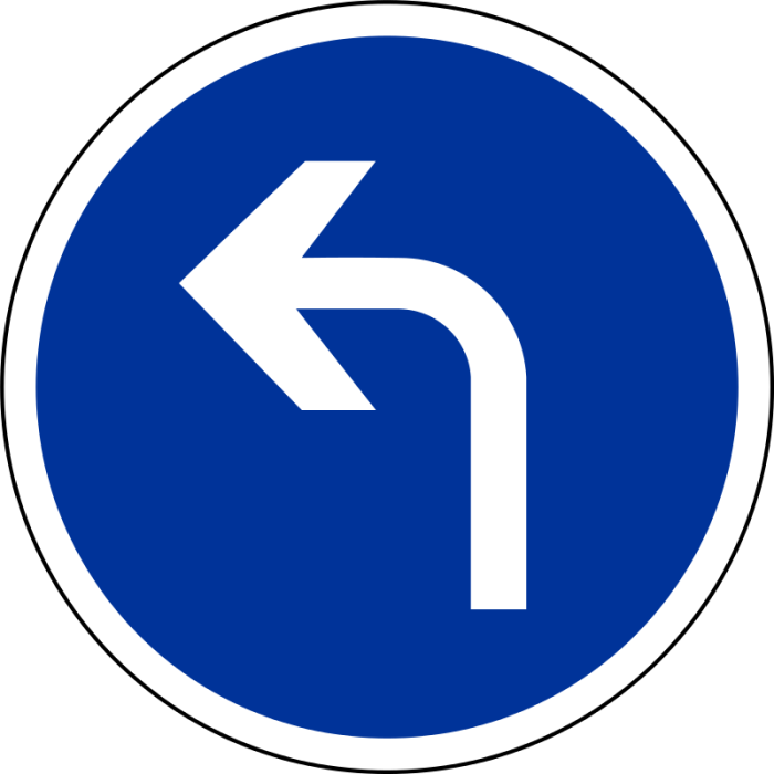 Panneau B21c2 Direction à gauche