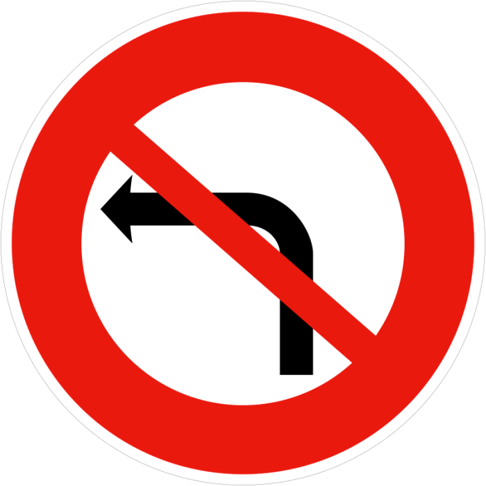 Panneau B2a Interdiction de tourner à gauche