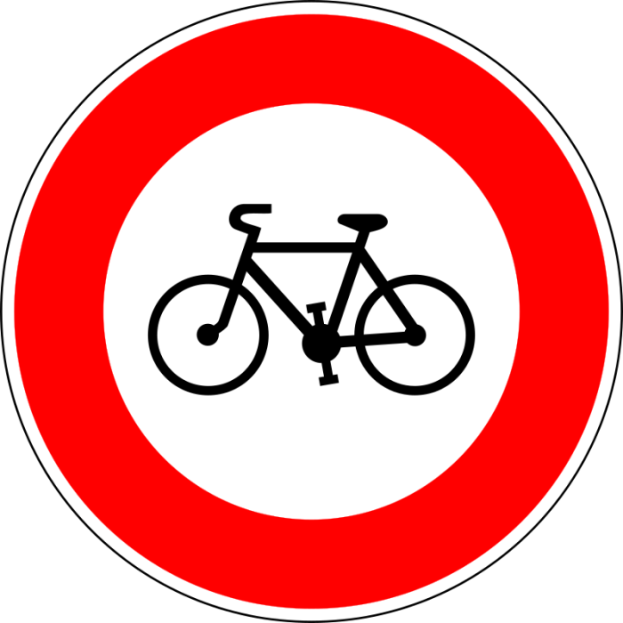 Panneau B9b Accès interdit aux cyclistes