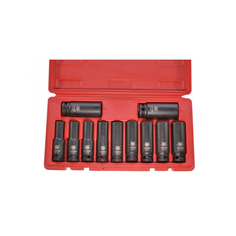 Coffret 11 douilles longues à chocs 1/2" 12 à 24mm Cedrey Coffret 11 douilles longues à chocs 1/2" 12 à 24mm Cedrey